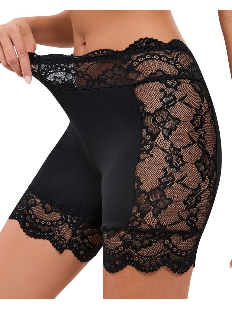 Women Black Slip Short Under Dresses Lace Anti Lightweight Chafing Underwear